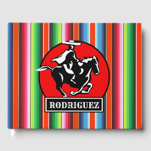 Custom NAME Charro Horse Spanish Mexican Serape Guest Book