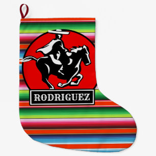 Custom NAME Charro Horse Spanish Mexican Serape Large Christmas Stocking