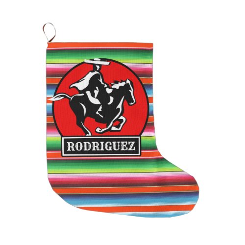 Custom NAME Charro Horse Spanish Mexican Serape Large Christmas Stocking