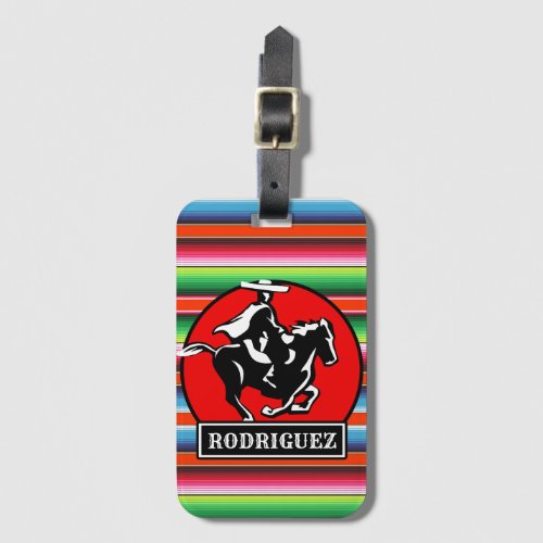 Custom NAME Charro Horse Spanish Mexican Serape Luggage Tag