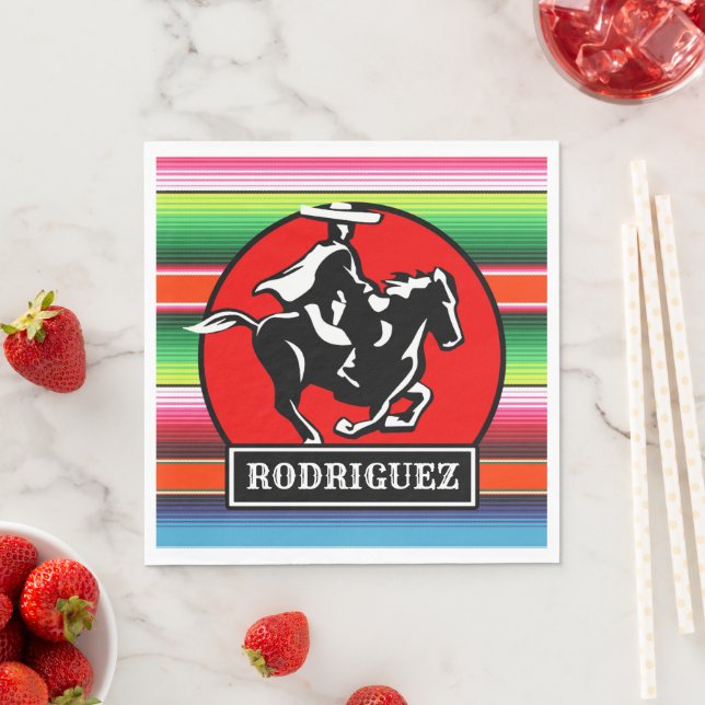 Custom NAME Charro Horse Spanish Mexican Serape Napkins (Insitu)