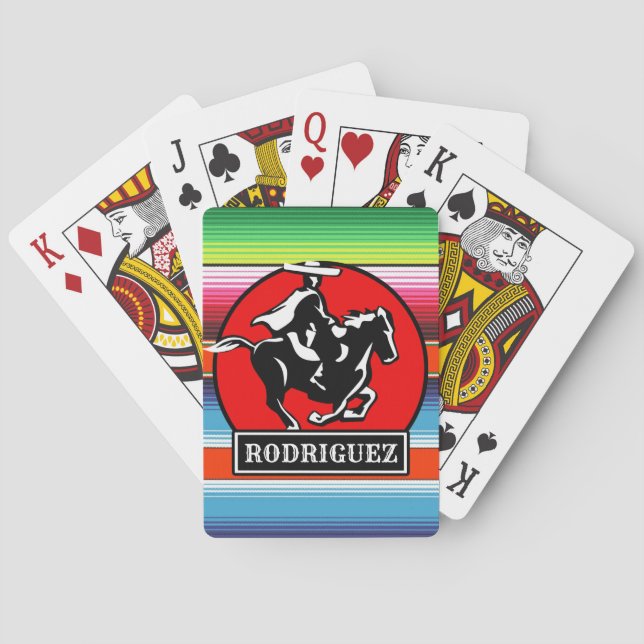 Custom NAME Charro Horse Spanish Mexican Serape Poker Cards (Back)