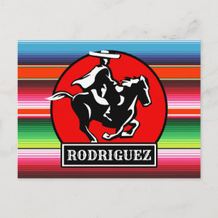 Custom NAME Charro Horse Spanish Mexican Serape Postcard
