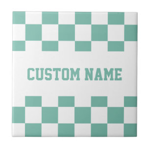 Custom Name Checkerboard Pattern Ceramic Tile