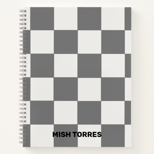 Custom Name Checkered 85 x 11 Spiral Notebook