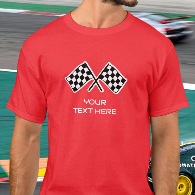 Custom Name Checkered Flag Car Red Dad T-Shirt (Creator Uploaded)