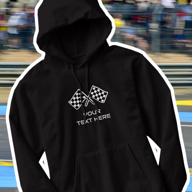 Custom Name Checkered Flags Car Black White Hoodie (Creator Uploaded)