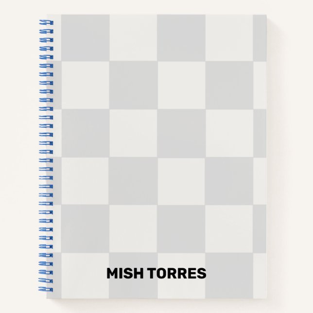 Custom Name Checkered Spiral Notebook (Front)
