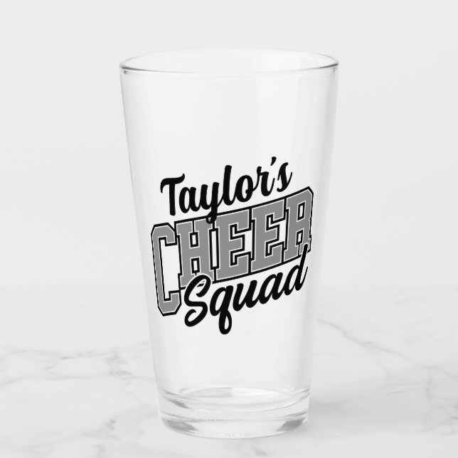Custom NAME Cheerleader School Varsity Cheer Squad Glass (Front)