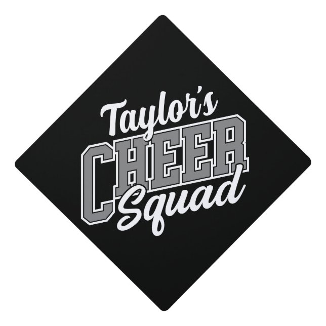 Custom NAME Cheerleader School Varsity Cheer Squad Graduation Cap Topper (Front)