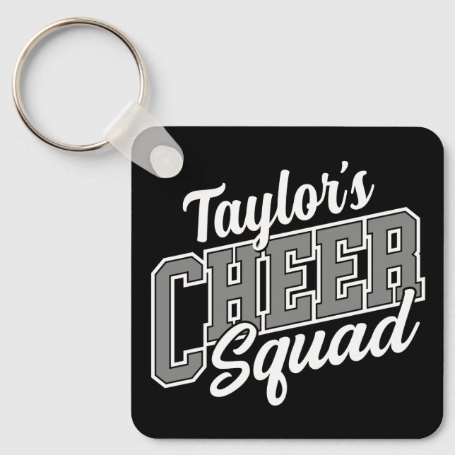 Custom NAME Cheerleader School Varsity Cheer Squad Keychain (Front)