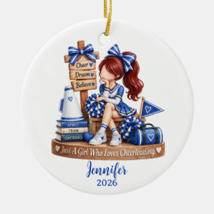 custom name cheerleading girl christmas gift ceramic ornament