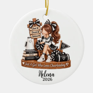 custom name cheerleading girl christmas gift ceramic ornament