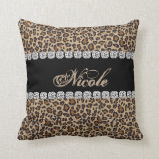 Custom Name Cheetah Bling Look Pillow Gift
