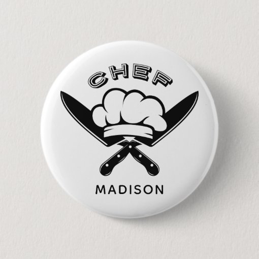 Custom name Chef Logo buttons | Zazzle