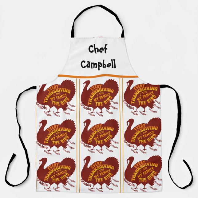 Custom Name Chef Thanksgiving Family Dinner Party  Apron (Front)