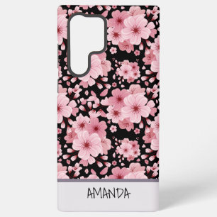 Custom Name Cherry Blossom pink floral pattern Samsung Galaxy S22 Ultra Case
