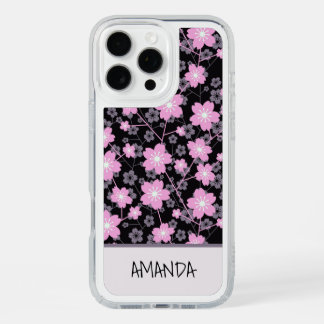 Custom Name Cherry Blossom pink floral pattern iPhone 16 Pro Max Case