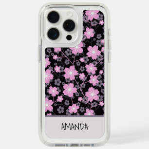 Custom Name Cherry Blossom pink floral pattern iPhone 15 Pro Max Case