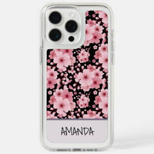 Custom Name Cherry Blossom pink floral pattern iPhone 15 Pro Max Case