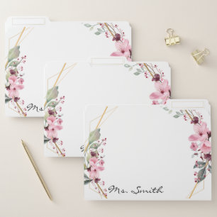 custom name chic flowers personalized file folder