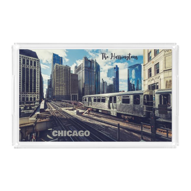 Custom Name Chicago USA Acrylic Tray (Front)