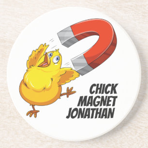Custom name Chick Magnet Coaster
