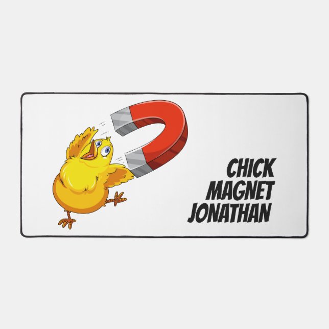 Custom name Chick Magnet Desk Mat (Front)