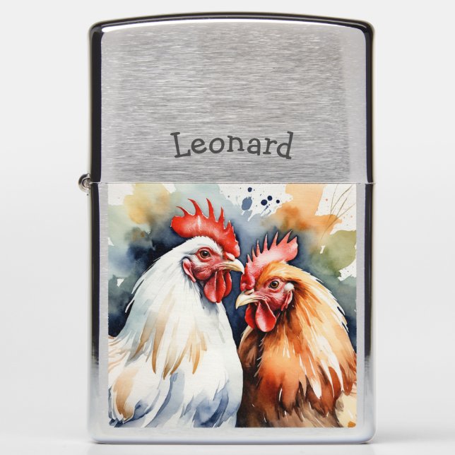 Custom Name Chicken Rooster Hen Barn Farm Bird Zippo Lighter (Front)