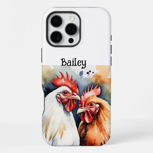 Custom Name Chickens Farm Nature Animal Art iPhone Case (Back)