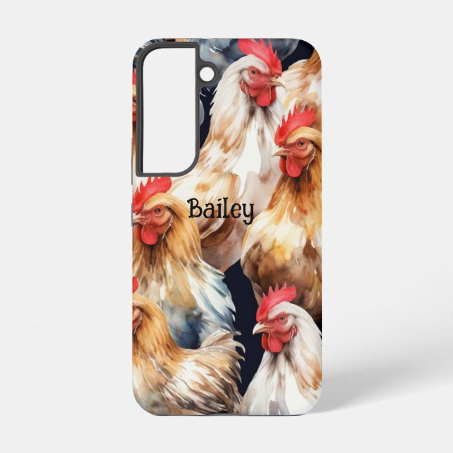 Custom Name Chickens Hen Rooster Eggs Samsung Galaxy Case (Back)