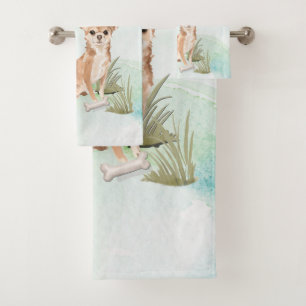 Custom Name Chihuahua Pet Dog Bath Towel Set