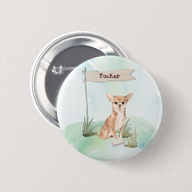 Custom Name Chihuahua Pet Dog Button (Front & Back)