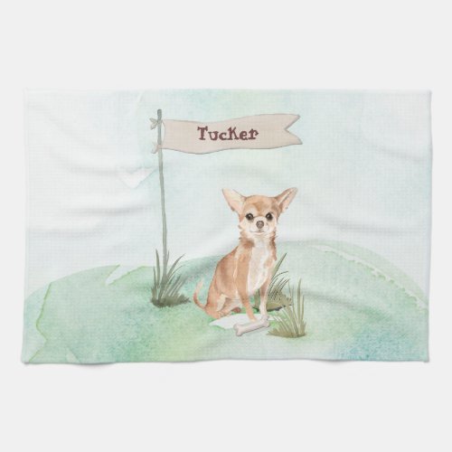 Custom Name Chihuahua Pet Dog Kitchen Towel