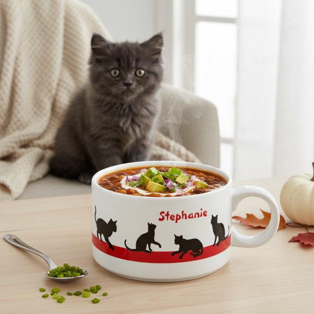 Custom Name Chili Bowl for Cat Lovers (🐈‍⬛ Cute chili bowl for cat lovers! )