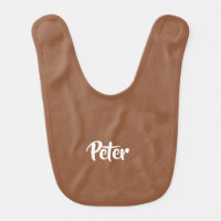 Custom name  chocolate brown plain baby bib