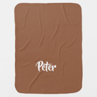 Custom name  chocolate brown plain baby blanket