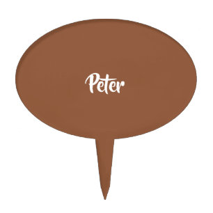 Custom name  chocolate brown plain cake topper