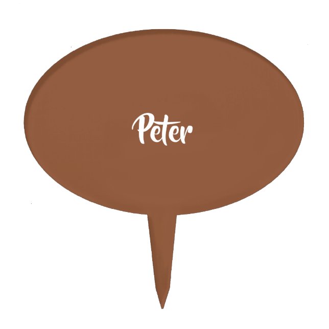 Custom name  chocolate brown plain cake topper (Front)