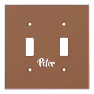 Custom name  chocolate brown plain light switch cover