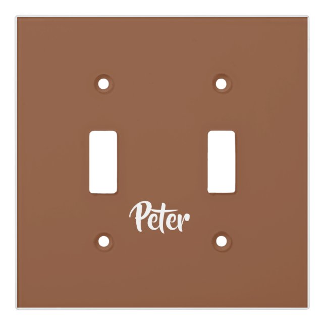 Custom name  chocolate brown plain light switch cover (Front)