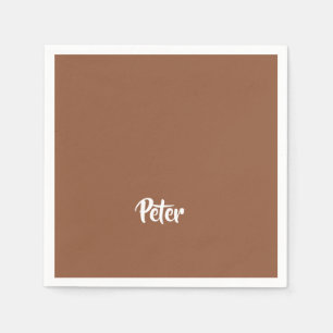 Custom name chocolate brown plain napkins