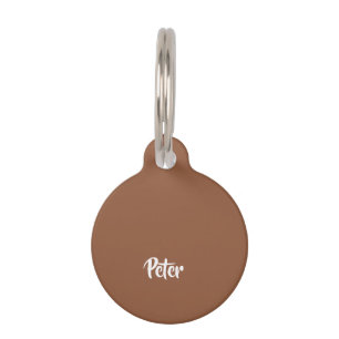 Custom name chocolate brown plain pet ID tag