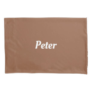 Custom name  chocolate brown plain pillow case