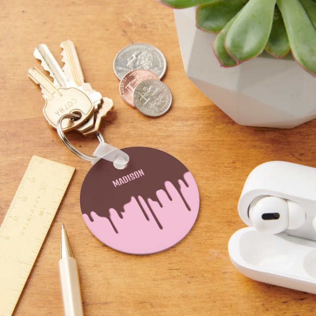 Custom Name Chocolate Drip Keychain (Desk)