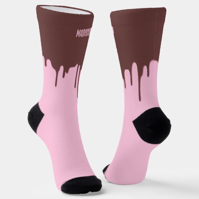 Custom Name Chocolate Drip Socks (Angled)