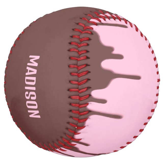Custom Name Chocolate Drip Softball (Angled)