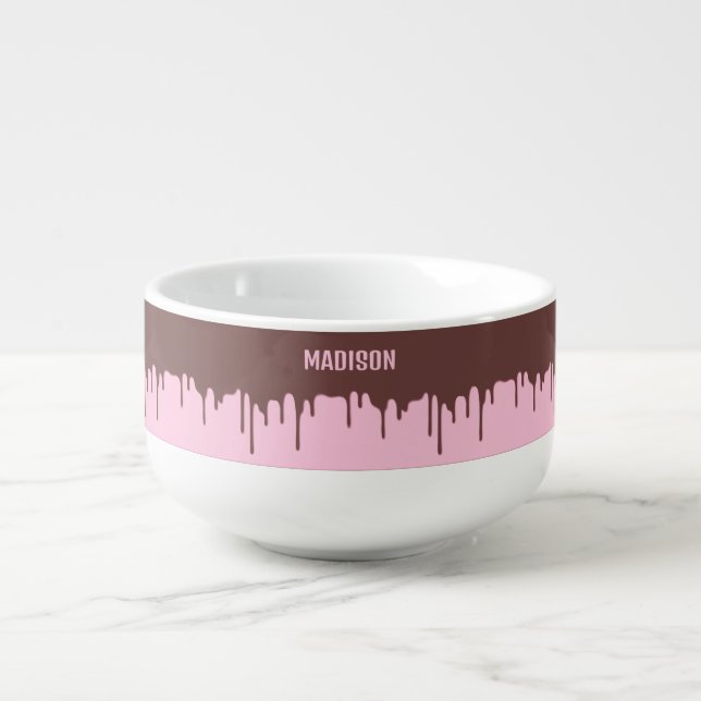 Custom Name Chocolate Drip Soup Mug (Front)