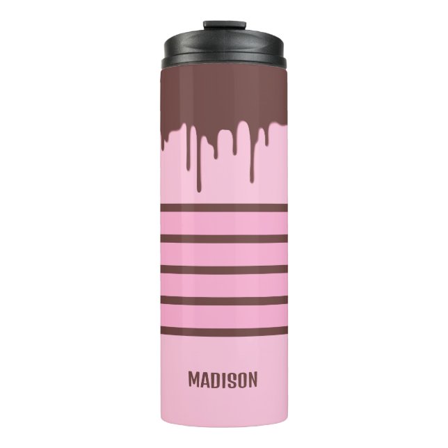 Custom Name Chocolate Drip Thermal Tumbler (Front)