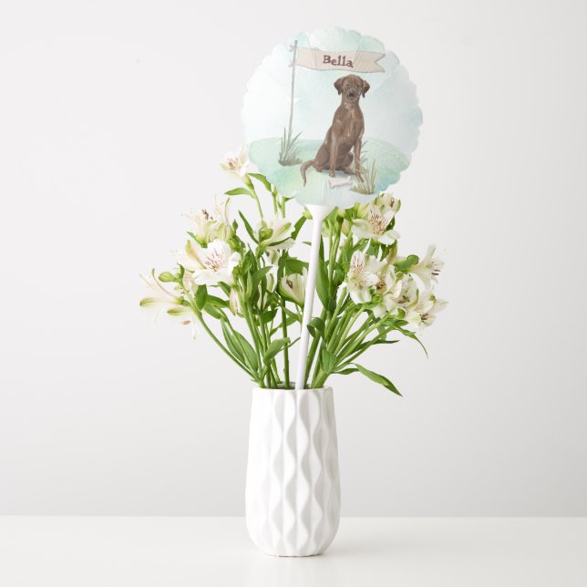 Custom Name Chocolate Lab Pet Dog Balloon (Vase)